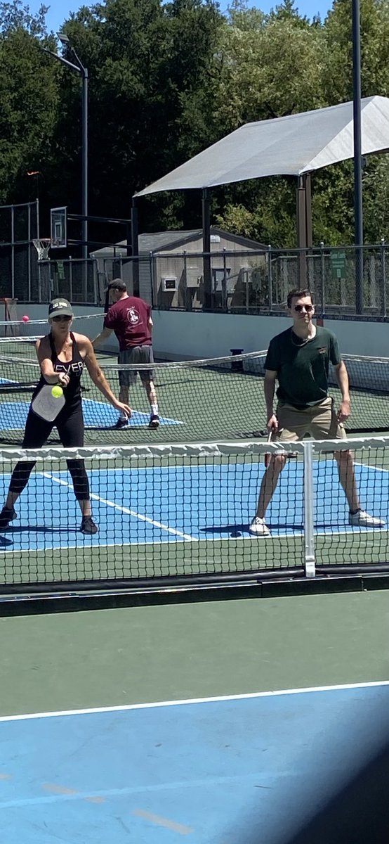 #Mothersday#Pickleball 

Why is it called Pickleball anyway? 

1)The founder's wife called it pickleball after the “pickle boat” crew.
Or
2) Pickleball was named after the founders' cocker spaniel: Pickle given Pickle enjoyed chasing the ball!