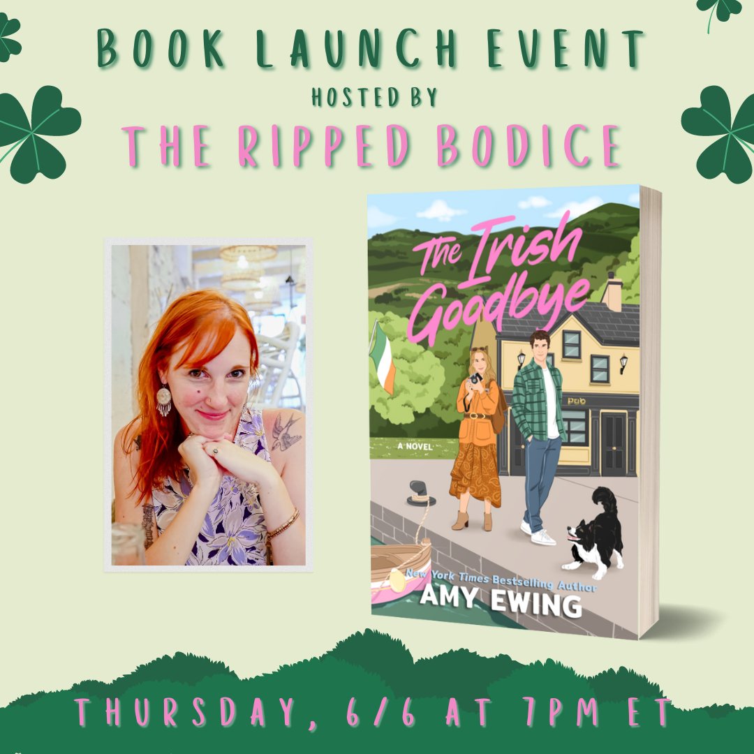 📣Event Alert! Join @amyewingbooks, in conversation with Cara Bastone, to celebrate her new novel 🍀THE IRISH GOODBYE💚 at @TheRippedBodice in Brooklyn on THURSDAY, JUNE 6, 2024 7PM ET✨! loom.ly/NOiI9es