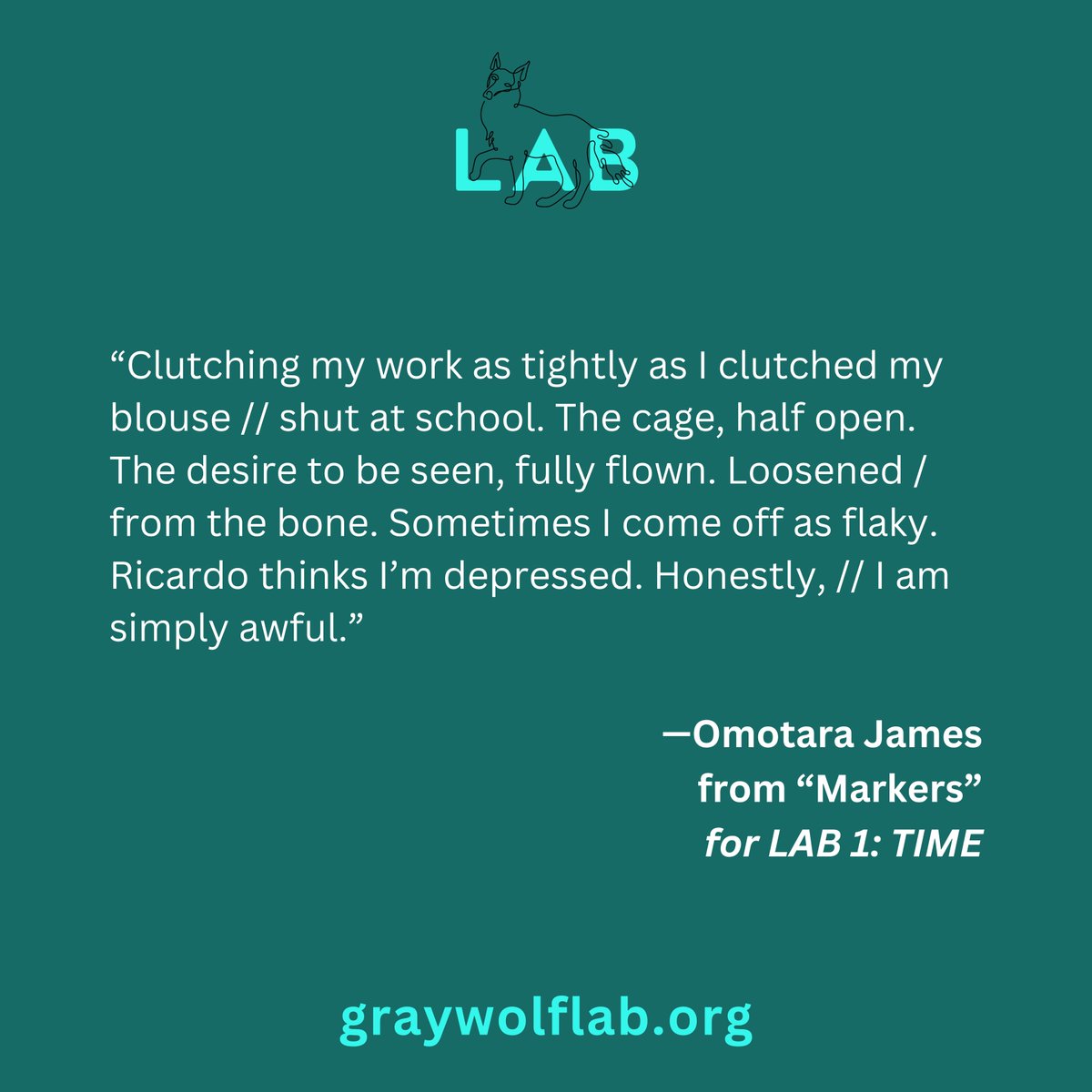 🆕 on Lab: Omotara James's poem 'Markers.' ⁠ ⁠ Read the full poem and explore the rest of 'Lab 1: Time' here: graywolflab.org/2024/05/09/mar…