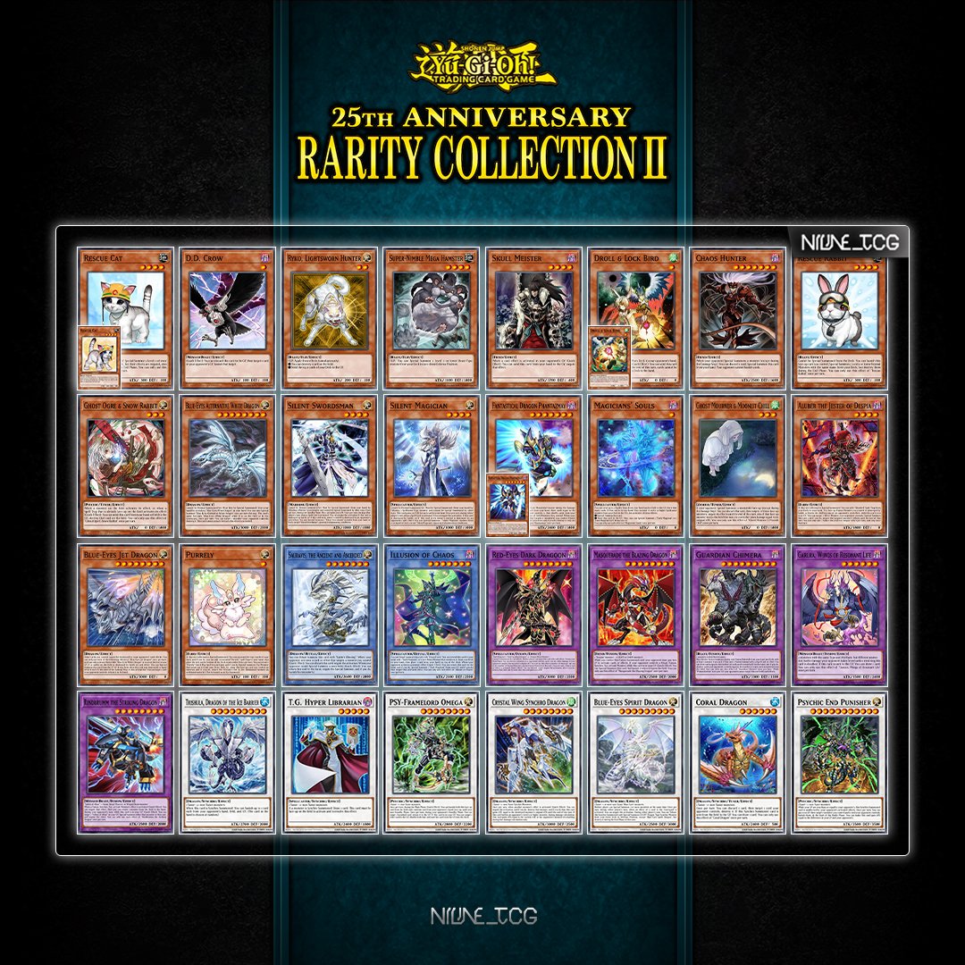 niline_tcg's tweet photo. Toutes les cartes et les raretés de l'édition "Rarity Collection ll" [RA02] en TCG pour une sortie prévu le 23 Mai 2024 !

Source : j'ai charbonné
#遊戯王 #yugioh #유희왕 #tcg #yugiohcards #masterduel #raritycollection https://t.co/YkiSx8MEiv