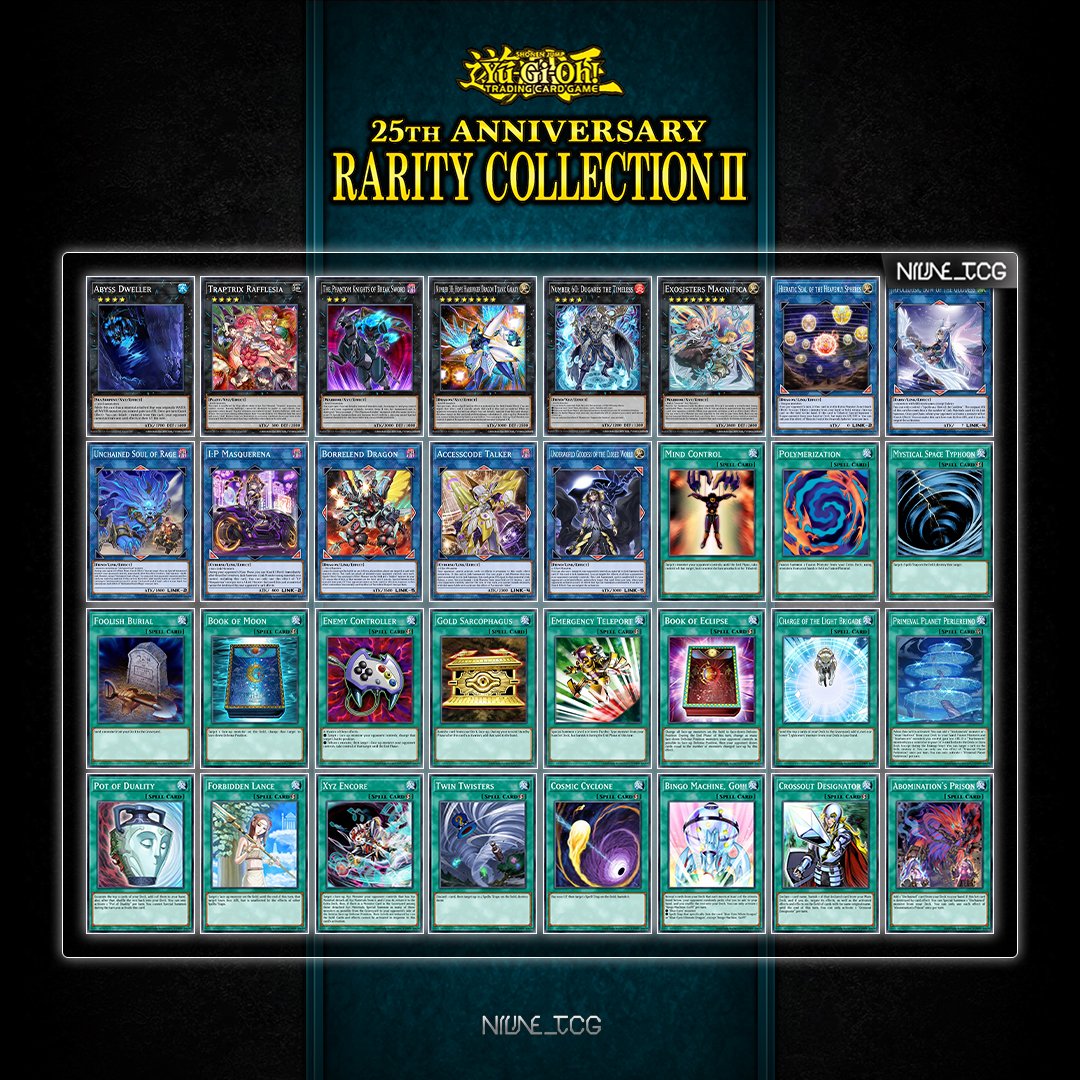 niline_tcg's tweet photo. Toutes les cartes et les raretés de l'édition "Rarity Collection ll" [RA02] en TCG pour une sortie prévu le 23 Mai 2024 !

Source : j'ai charbonné
#遊戯王 #yugioh #유희왕 #tcg #yugiohcards #masterduel #raritycollection https://t.co/YkiSx8MEiv