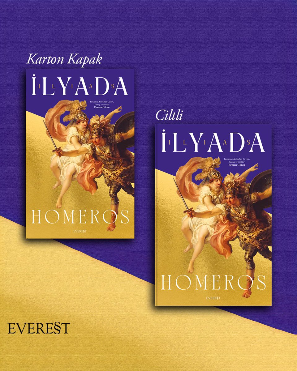 Ilias okuyucularına yalnızca Homeros’un mısralarının gücünü ve bir kahramanın serencamını değil, her insana, her okura ait bir serencamı da sunar. 🌿 Çeviri: Erman Gören #EverestYayınları #Homeros #Yeni #İlias