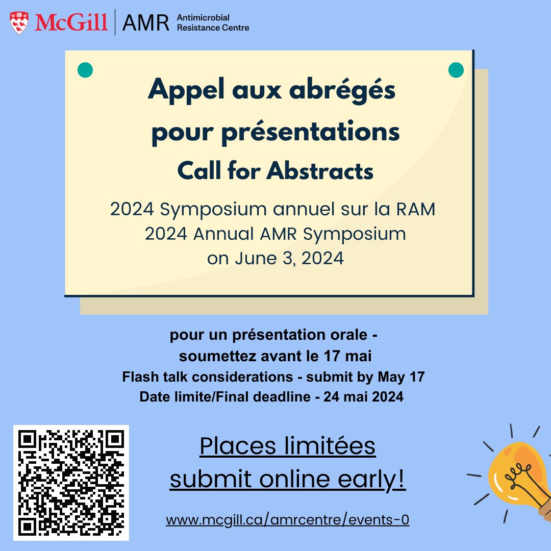 The 4th Annual AMR Symposium is coming up on June 3rd! Use the QR code to sign up for a flash talk or poster before May 17th.