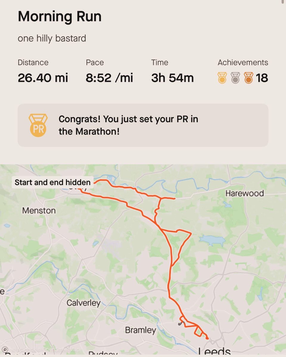 sooo pleased to finish my first ever marathon in sub 4 on a hilly route in the heat 🥵🥳 all for a good cause too, thank you to everyone’s who’s donated and supported throughout 💜