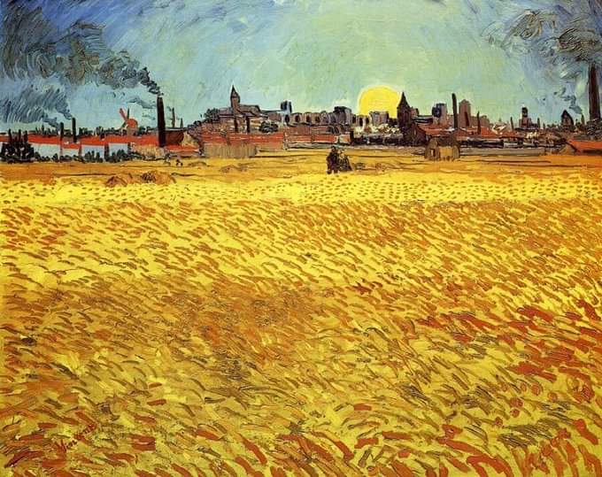 Sunset at Wheat Field, 1888 Vincent van Gogh