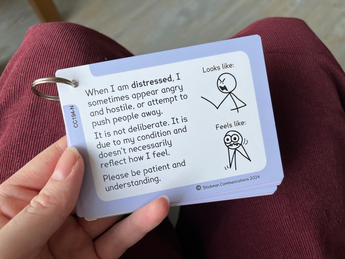 This has become one of our most popular cards. When distress is misread as aggression, the resulting interactions can be counterproductive and traumatising. It often happens when the person is neurodivergent - e.g. #Autistic #ADHD #Anxiety #PTSD #LearningDisability #TBI & more.