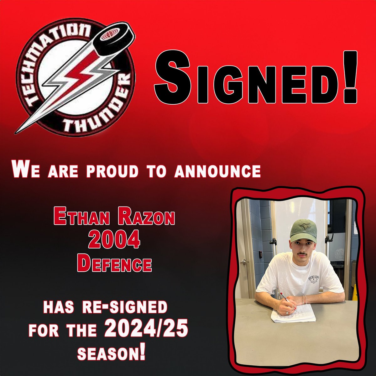 Welcome back Razon! Can’t wait for next season! #airdriethunder 🏒🌩️