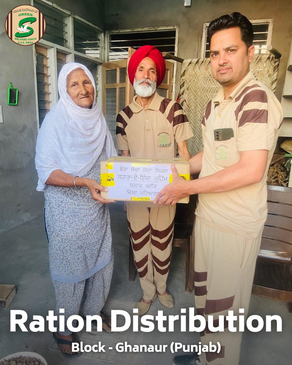 Amidst the pressing need for sustenance, Shah Satnam Ji Green ’S’ Welfare Force Wing volunteers are extending a helping hand by distributing one month's worth of groceries to needy families. Inspired by the teachings of Saint Dr. @Gurmeetramrahim Singh Ji Insan, they're committed