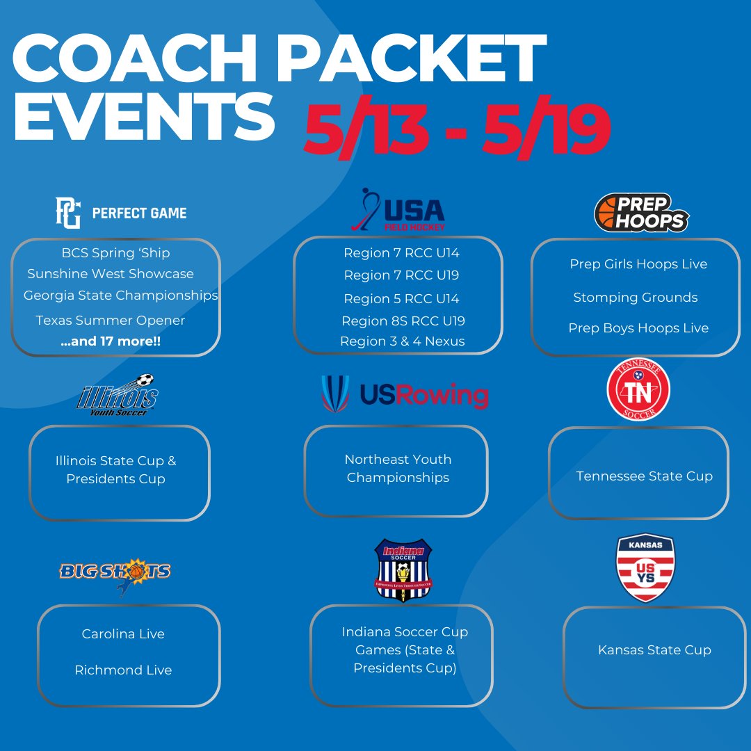 Fun weekend ahead close to 50 events hosted in Coach Packet. Will you be on the road? Be sure to have Coach Packet downloaded, and flag athletes & teams to create your custom recruiting schedule for the weekend. Recruit smarter with our digital recruiting booklet!
