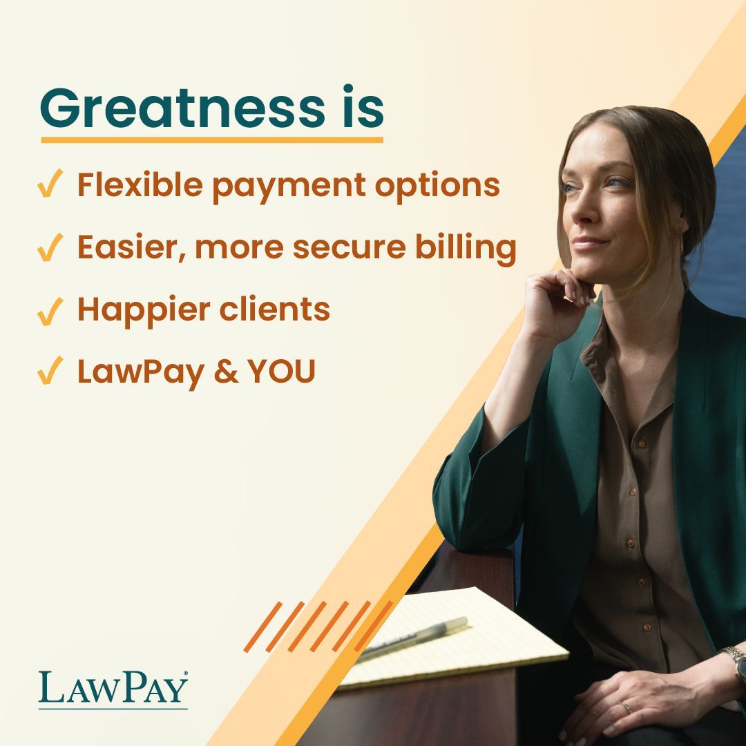 Make every client interaction an opportunity to impress. With LawPay, you can streamline billing processes and offer modern payment options, creating a secure and client-friendly experience. Grow your business with time to focus on what truly matters: buff.ly/44yZJtM.