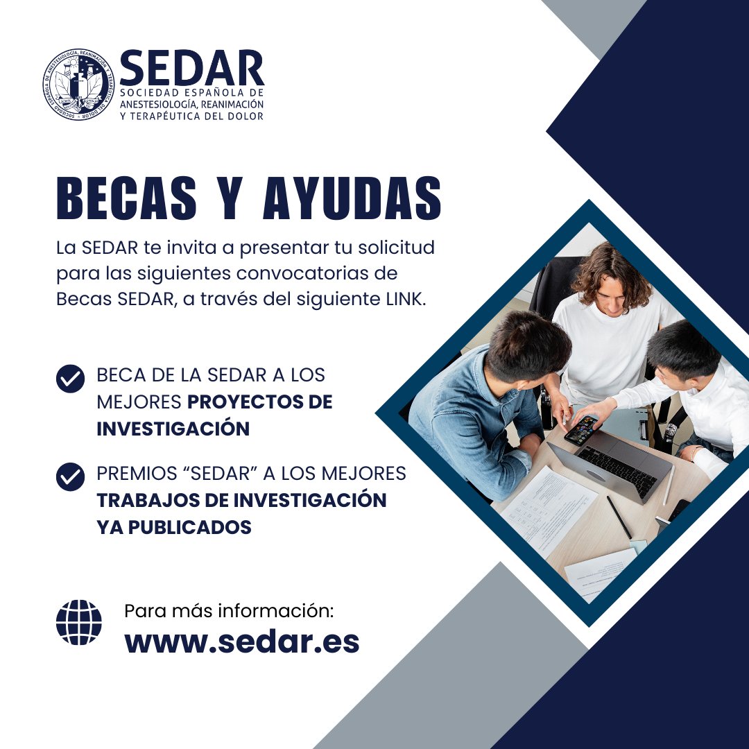 Becas SEDAR Presenta tu solicitud para las siguientes convocatorias: ✅ BECA DE LA SEDAR A LOS MEJORES PROYECTOS DE INVESTIGACIÓN ✅ PREMIOS SEDAR A LOS MEJORES TRABAJOS DE INVESTIGACIÓN YA PUBLICADOS EN 2023. Más información sedar.es/index.php/form…