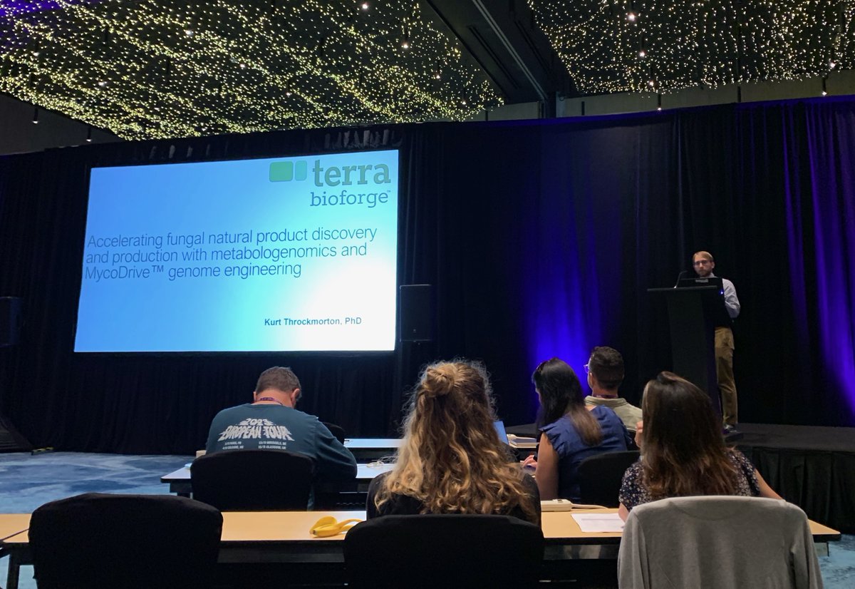 We hope everyone at Synthetic Biology of Natural Products 2024 enjoyed Kurt Throckmorton's talk on metabologenomics and fungal engineering! @fusion_conf #SBNP24