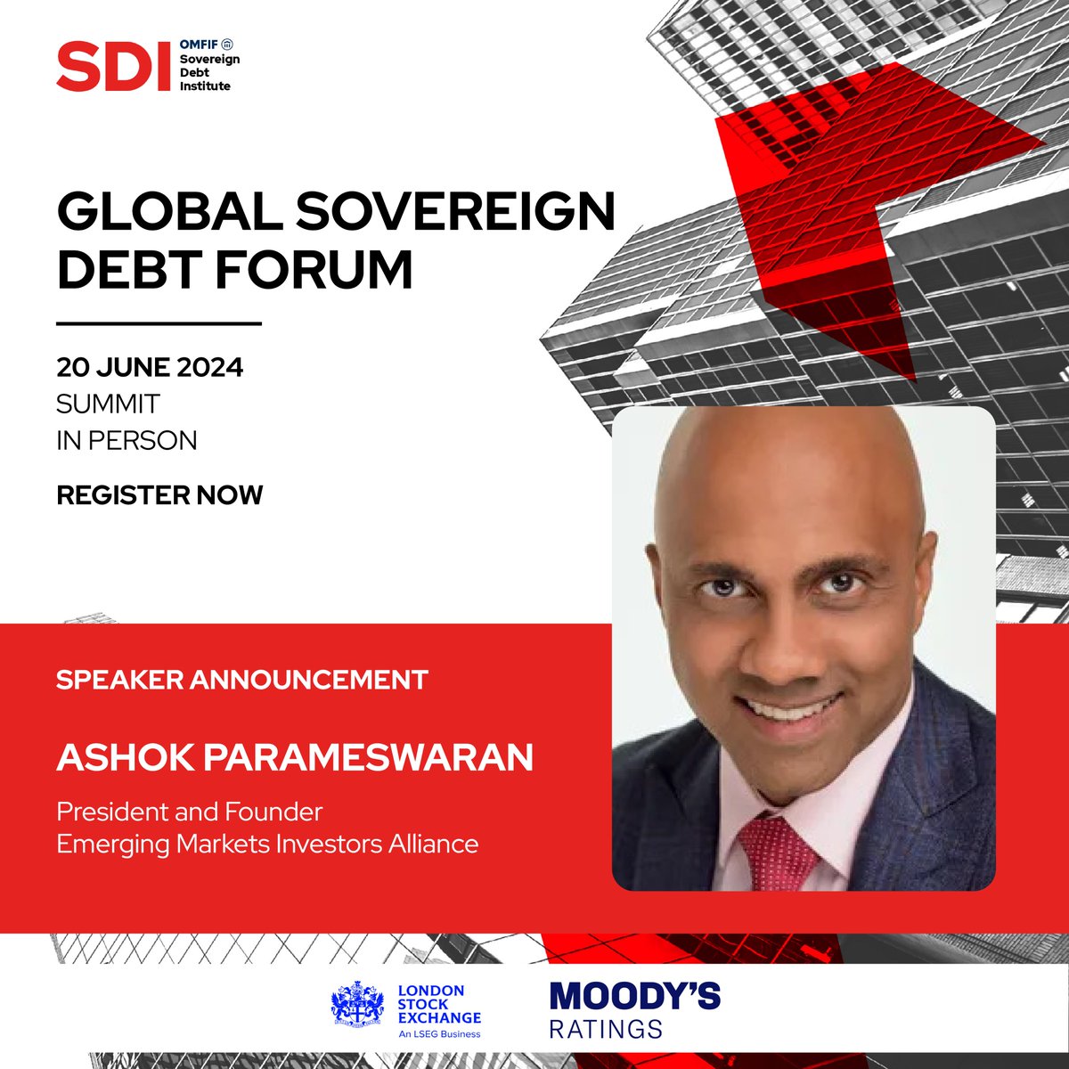 🗣️We are excited to announce that Ashok Parameswaran, President and Founder of @emi_alliance will be speaking at the Global sovereign debt forum. 🔗Find out more about the forum and register to attend here: omfif.org/global-soverei…