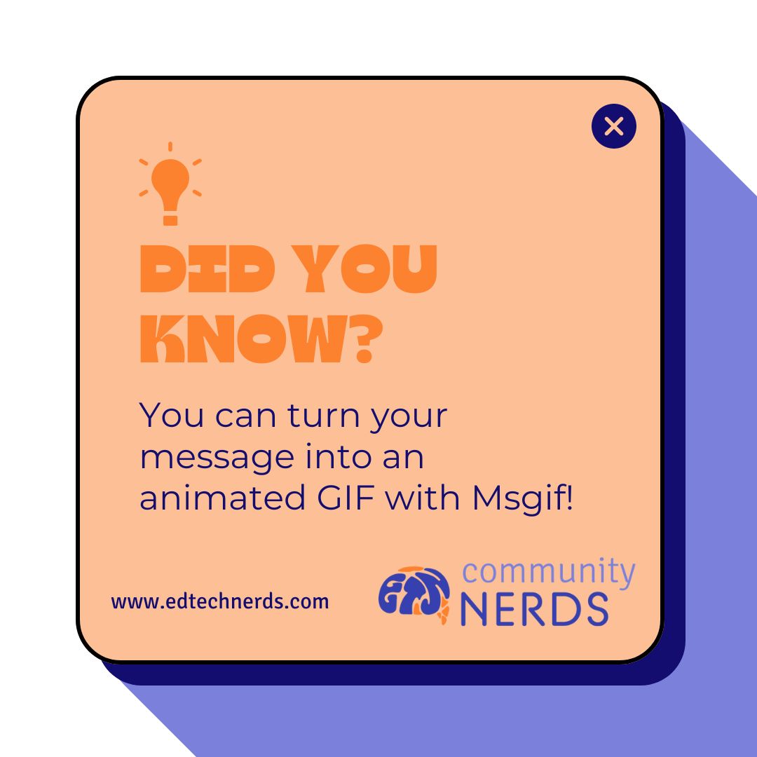 EdTechDestiny's tweet photo. 💐 BRIGHTEN SOMEONE'S DAY WITH A SPECIAL MESSAGE 🤗
How cool would it be to take a typed message and turn it into a GIF?
Guess what! You can with Msgif!
https://t.co/8H264gMgRA
Post your creations in the comments.
#communitynerds #edtechnerds #techtips #funte https://t.co/HaiEF4Gkvx