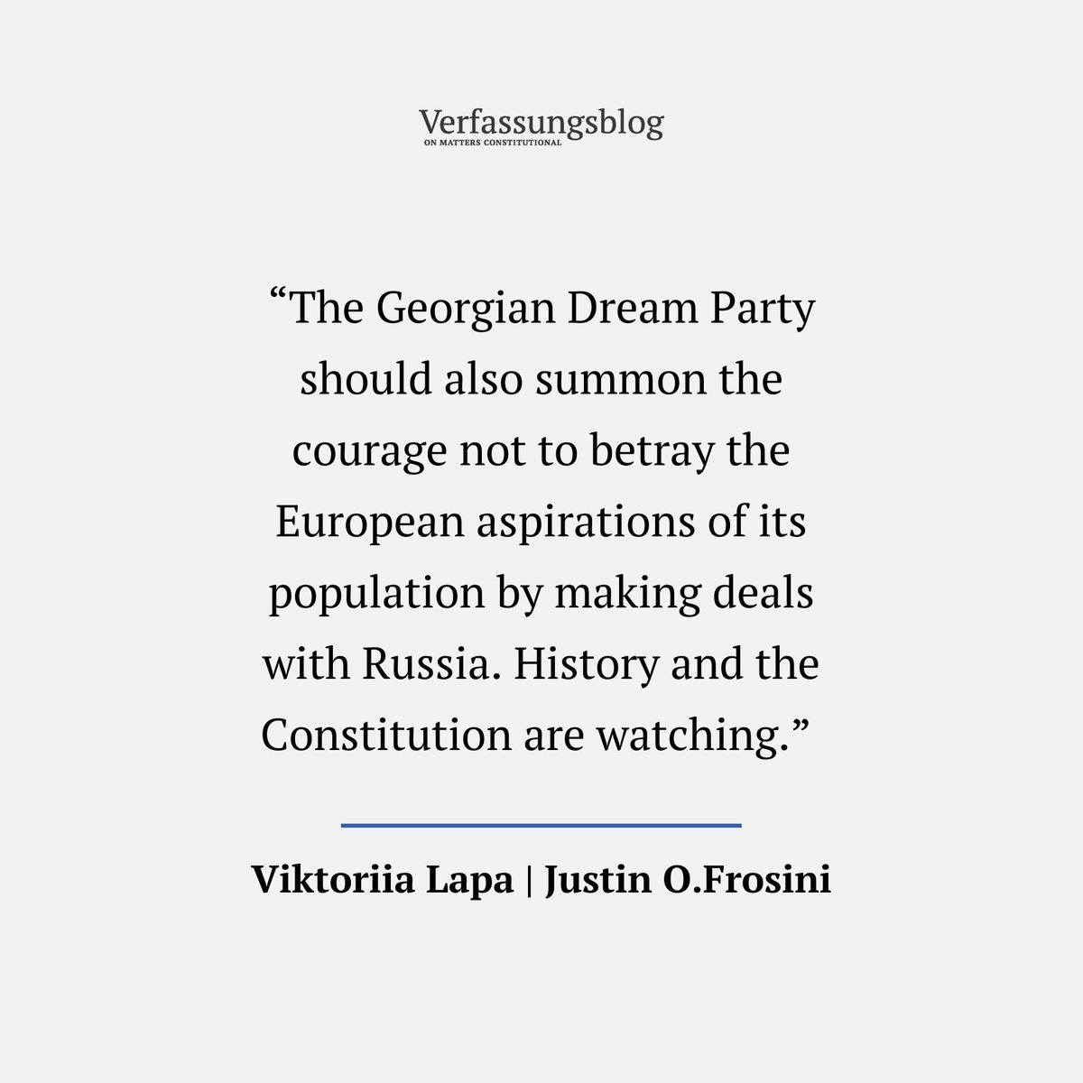 Georgia has EU candidate status since late 2023.The so-called ‘Russian Law 2.0’, is likely to be contrary to Euro-Atlantic provisions in the Georgian Constitution, implemented in 2018. @ViktoriiaLapa and Justin Frosini on the constitutional implications: verfassungsblog.de/challenges-to-…