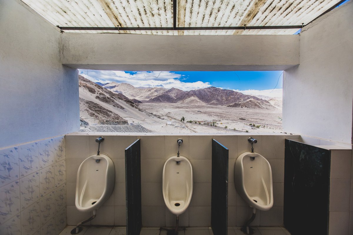 This is why you must carry a camera, everywhere.

This is by far the best view I've had while taking a wee.

Leh, India.