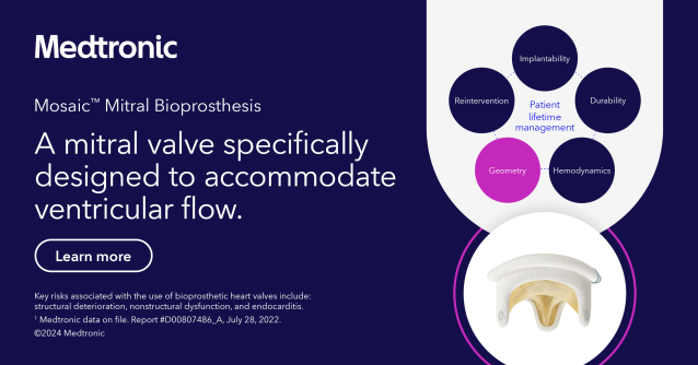 Discover the Mosaic™ mitral valve's unique design that mirrors the natural porcine valve, with one wider leaflet, designed to accommodate ventricular flow.¹ See risks: bit.ly/MosiacISW #MedtronicEmployee bit.ly/3yiyLun
