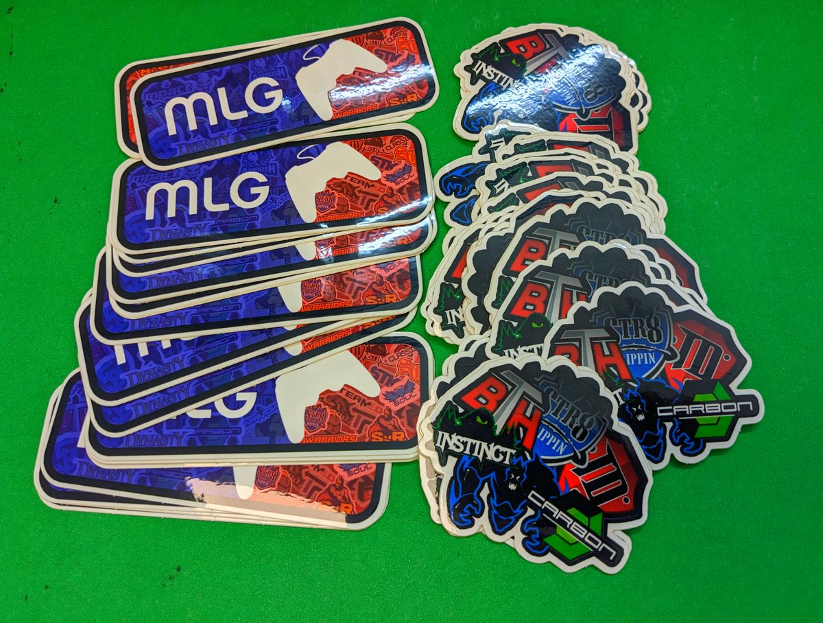 Still have leftover of my original MLG Throwback Team Stickers and on the right the ones from Worlds 2023. Hit me up if interested #mlg #halo3 #halo2 #finalboss #triggersdown