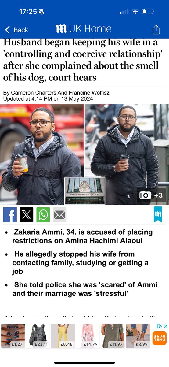 Arranged marriage gone wrong! What’s unusual is that the wife has actually complained to the police to the police about him, confirming what we always suspected. Ms Alaoui said she was told by her husband: 'You cannot go out alone. It is shameful for a woman to walk alone.' (…