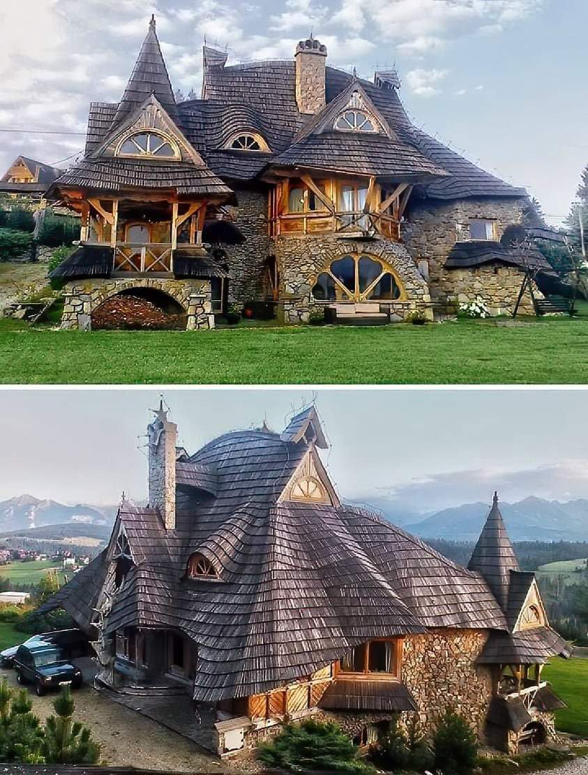 Wooden Cottage, Tatra Mountains, Poland : Sebastian Piton has created magical wooden cottages straight out of fairy tales, at the foot of the Tatra Mountains in Poland. Zakopiański style (Witkiewicz Style) of architecture which beautifully merges into the scenery of the Tatra