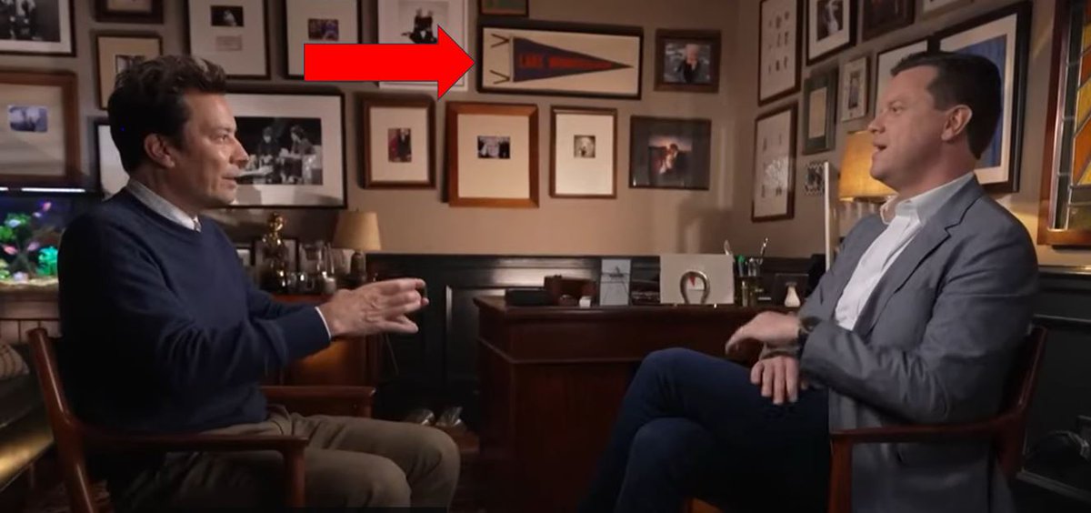 Jimmy Fallon on the Sunday Today Show with Willie Geist? On Jimmy’s wall there's a “Lake Winnipesaukee” banner...