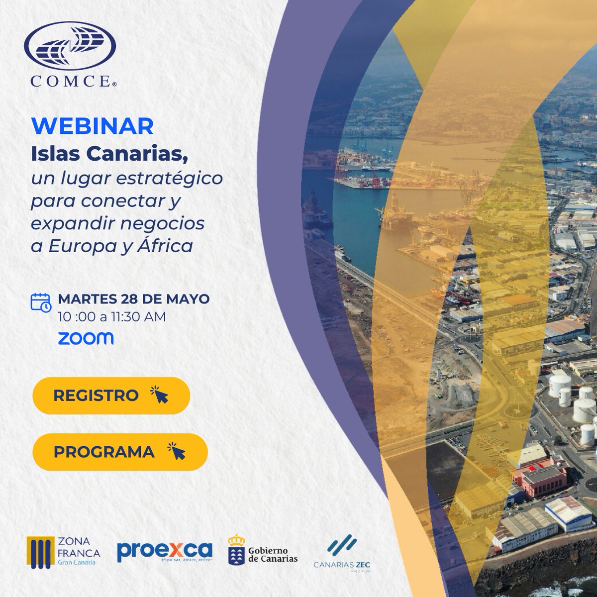 ComceEuropa's tweet photo. ¡Aparta la fecha!🗓️28 de mayo #Webinar💻con #IslasCanarias Descubre por qué es un lugar estratégico para conectar y expandir tu negocio a Europa y África🌍

🗓️28 mayo
⏰10 am   
💻Zoom
Registro✍️ #SinCosto 
https://t.co/m1dVBPQHVO

#Europa #Africa #SomosCOMCE https://t.co/9xpdBei0LL