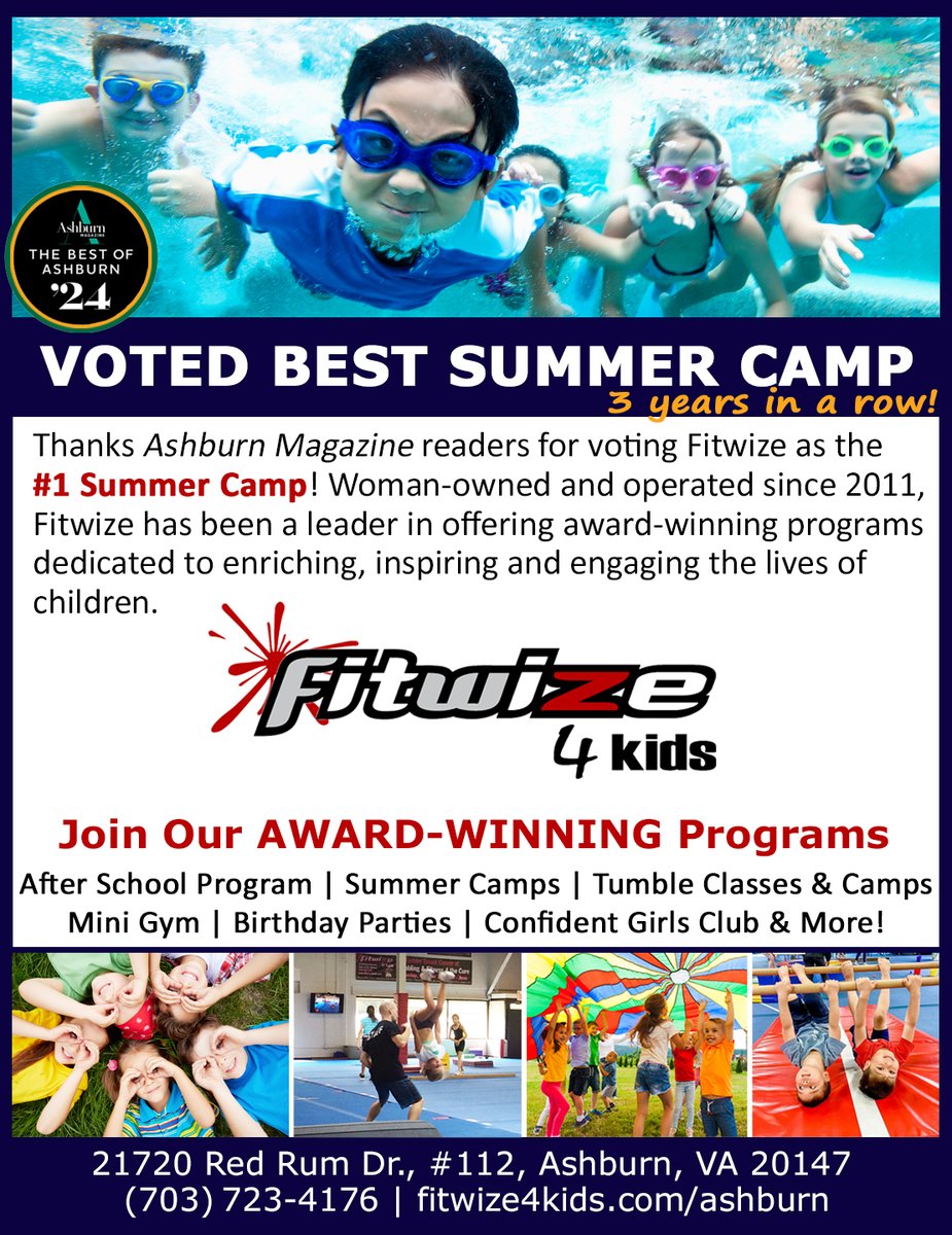 Thanks to everyone who voted for Fitwize in the BEST OF ASHBURN,🏅we were voted #1 BEST SUMMER CAMP for a 3rd STRAIGHT YEAR IN A ROW!🏆There’s still time to join us this summer !

fitwize4kids.com/ashburn/summer… 
#bestofashburn #summercamps #fitwize4kidsashburn