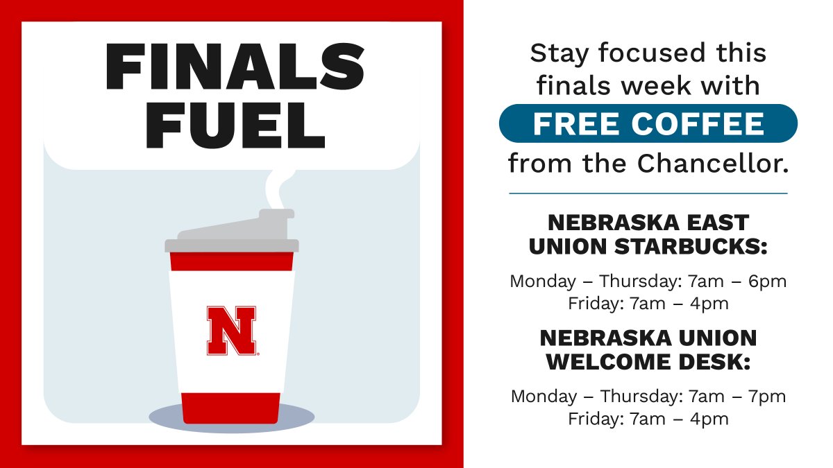 FREE COFFEE from the Chancellor during finals week! #UNL