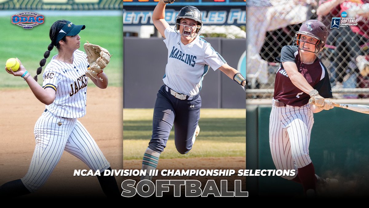 odacathletics's tweet photo. For the 3rd straight season, 3 #ODAC teams will play for the @NCAADIII softball trophy with league champion @vwu_marlins joined by @RMCathletics and @RCmaroons as at-large selections #d3sb https://t.co/tqb2qSfTqb https://t.co/jV15o21v6i
