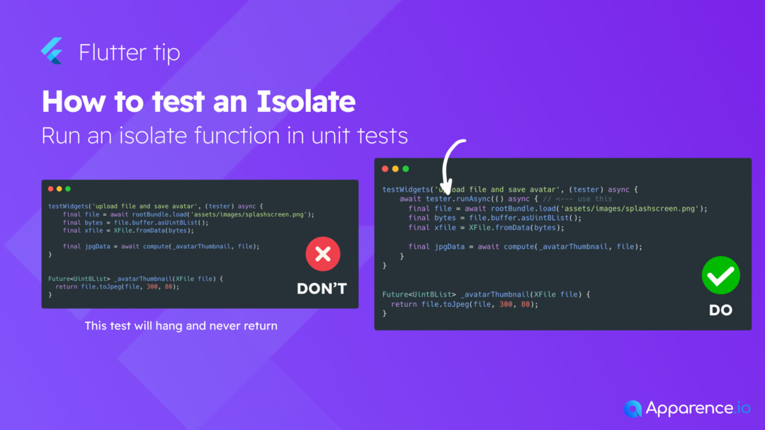mcflyDev's tweet image. 🧐 Flutter tips
How to test an isolate function?

#fluttertest #flutter #fluttertips