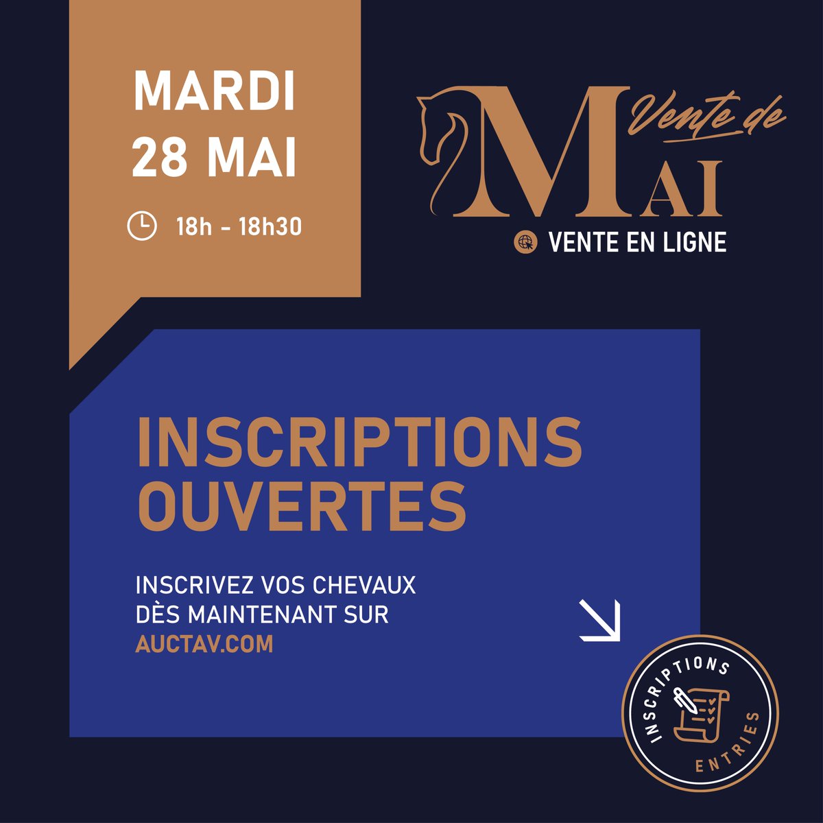 Entries open for our monthly May Sale, open to all horses & disciplines 👉🏻 Enter your horses directly online on auctav.com 🤝🏼 Contact our team for any information: @AngeliaumeA @Jacobwebb9622 @AnthonyGrueau @le_roy_breizh & Stéphane Richard Simon