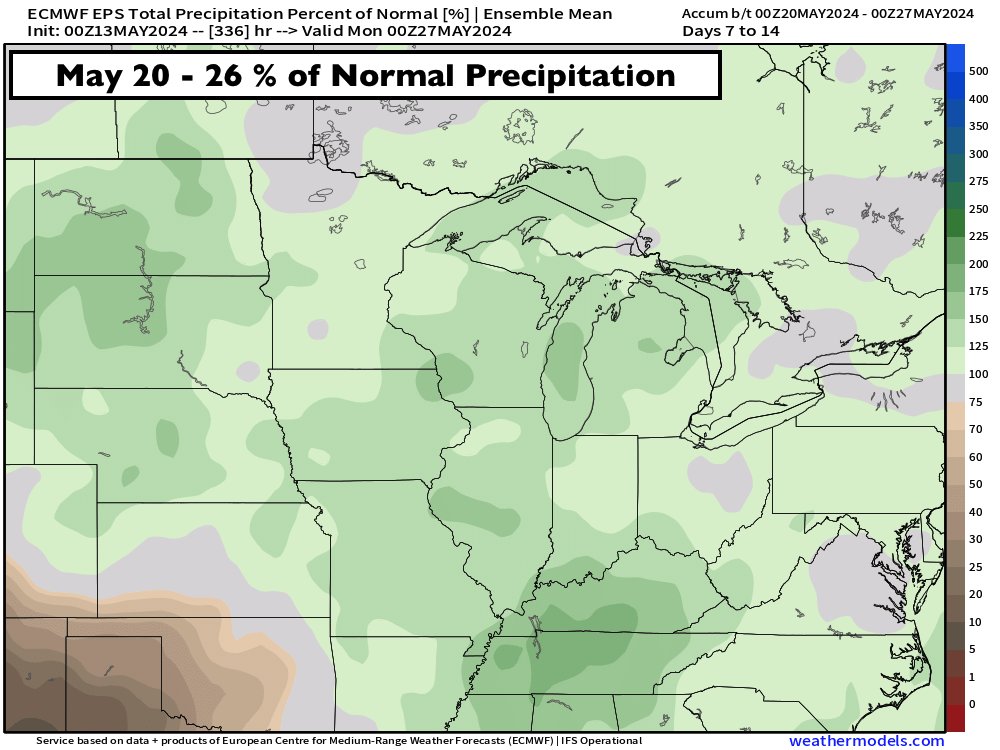 What a difference one year can make! Doesn't seem to be an in between. Last May, much of the AG belt got off to a very dry start with the deficit eroding in June. This year it's a total flip in the N Plains, with a very wet/active pattern. There will not be much of a reprieve