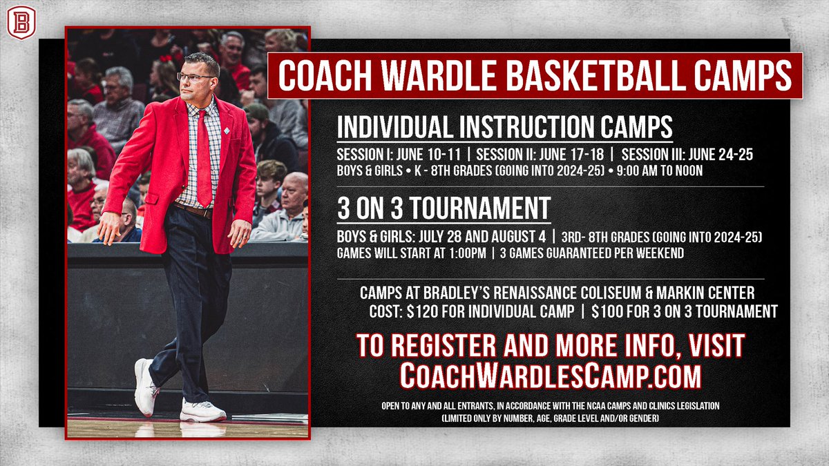 Less than one month away from the start of Coach Wardle’s Individual Instruction Camps! 

🚨 3 on 3 Tournament 🚨
📆 July 28th &amp; August 4th
🔗 tinyurl.com/uhtxxnkz