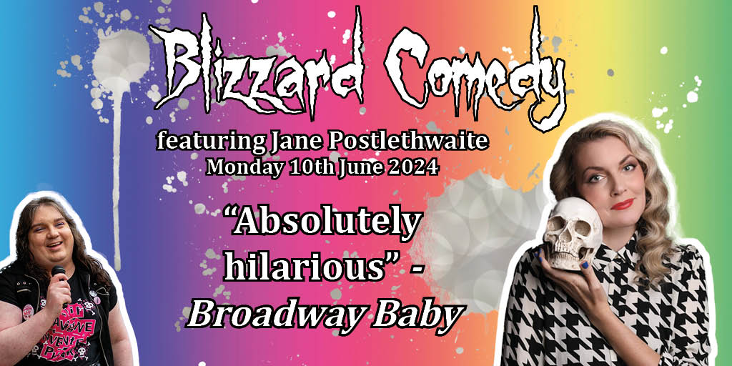 BlizzardComedy's tweet photo. Queer, Cumbrian, Multi-Comedy Award nominee @JanedoesComedy has sold out shows across the most competitive comedy festivals the UK has to offer.

Don't miss her performing live on our stage at @gulliverspub on Monday 10th June.

Find out more: https://t.co/OXfmX6dUgW https://t.co/5ruMP2a2Vb