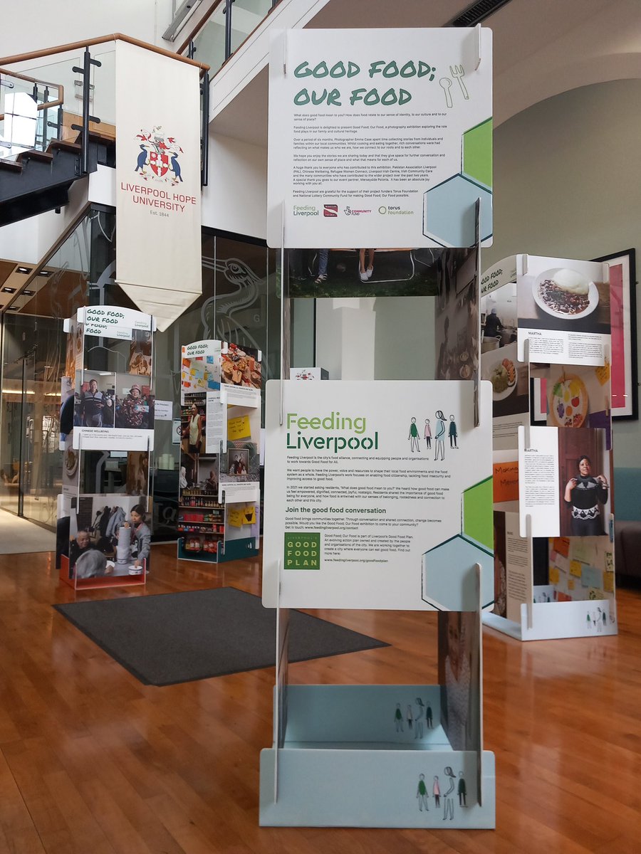In preparation for our ‘Poverty and Resistance’ event @wowfest 🔥on the 17th of May, @feedinglpool has set up the Good Food pop-up exhibition at the Creative Campus of @LiverpoolHopeUK. The exhibition aims to promote discussion about what #GoodFood means to the community.