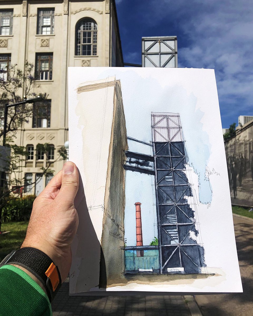 ftessa's tweet photo. sketching @M_inmigracion main entrance and vertical circulation shaft 
Mechanical pencils and watercolor 
#usk #urbansketchers #locationdrawing #buenosaires https://t.co/TDqzrEgGu3