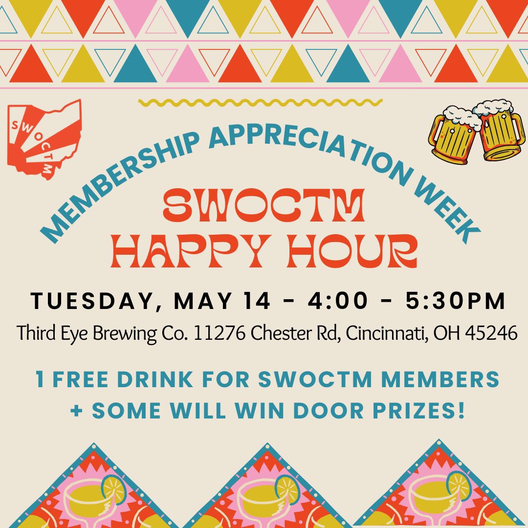 swoctm1's tweet photo. Join us this Tuesday, May 14th at Third Eye Brewing for some socializing, celebrating and maybe a door prize!! See ya there! https://t.co/At9zIaAW2Z
