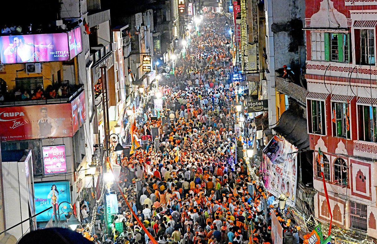 With the excitement that this Opposition fellas are flying on Social Media today, evrything will vanish off on June 4. Today's Kashi. Prime Minister's Mega 6KM long Roadshow ahead of his nomination filing tommorow.