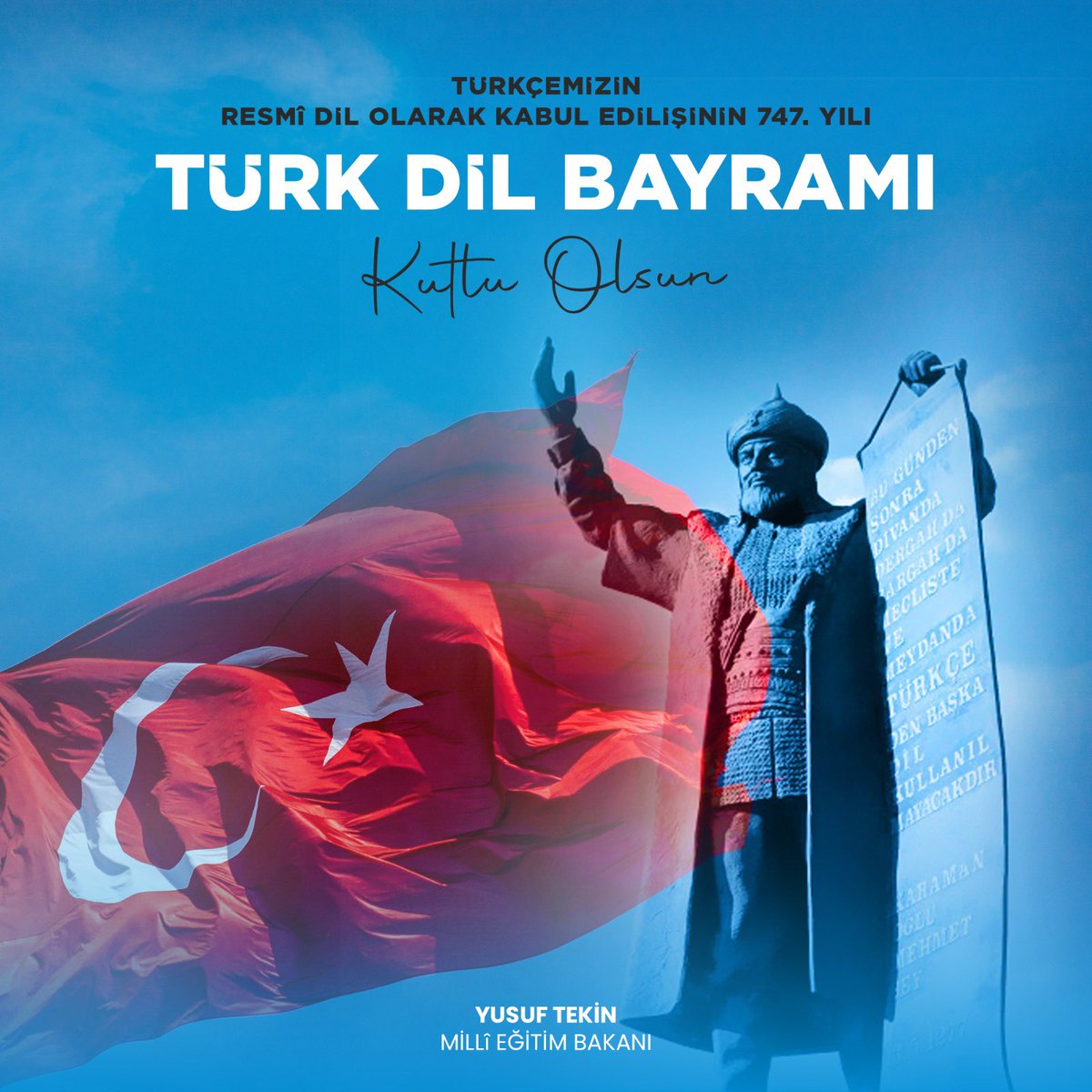 Yusuf__Tekin's tweet photo. Binlerce yıllık kadim tarihiyle Türk dili, millî kültürümüzün aktarıcısı, ortak mazimizin bizlere mirasıdır.

Medeniyetimizin kilit taşı olan Türkçemizin, çocuklarımız tarafından daha güzel, etkin ve zengin bir biçimde kullanılmasını eğitimin her kademesinde önemsiyor, bu hususta birçok farklı çalışmayı evlatlarımızla buluşturuyoruz.

Bu vesileyle 13 Mayıs Türk Dil Bayramı’nı kutluyorum.