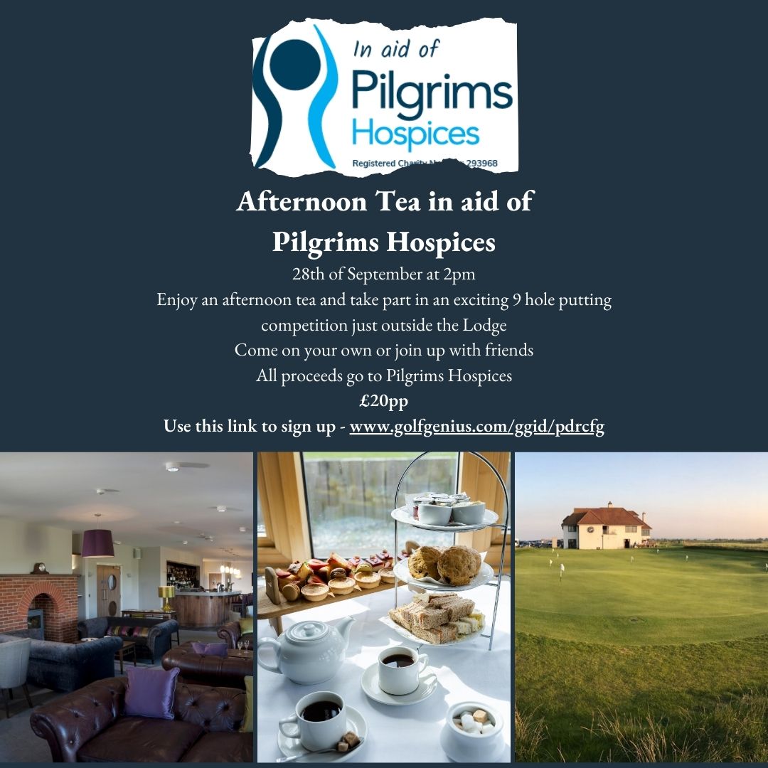 Join us for a delightful afternoon of giving back and great fun! Indulge in an afternoon tea while testing your putting skills at the lodge. Best of all, every penny goes to support Pilgrims Hospices. 🍰⛳️ BOOK HERE - bit.ly/3yjp8vC