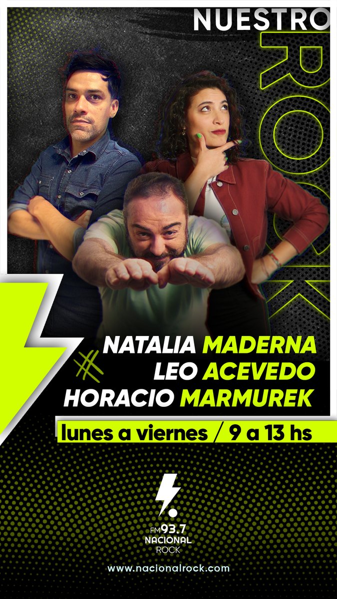 🎙️ AIRE Escuchá a @natumader, @LeoBlako y @hmarmurek en #NacionalRock #TuRadio. 📻FM 93.7 💻nacionalrock.com 📱wa.link/2zqwqe