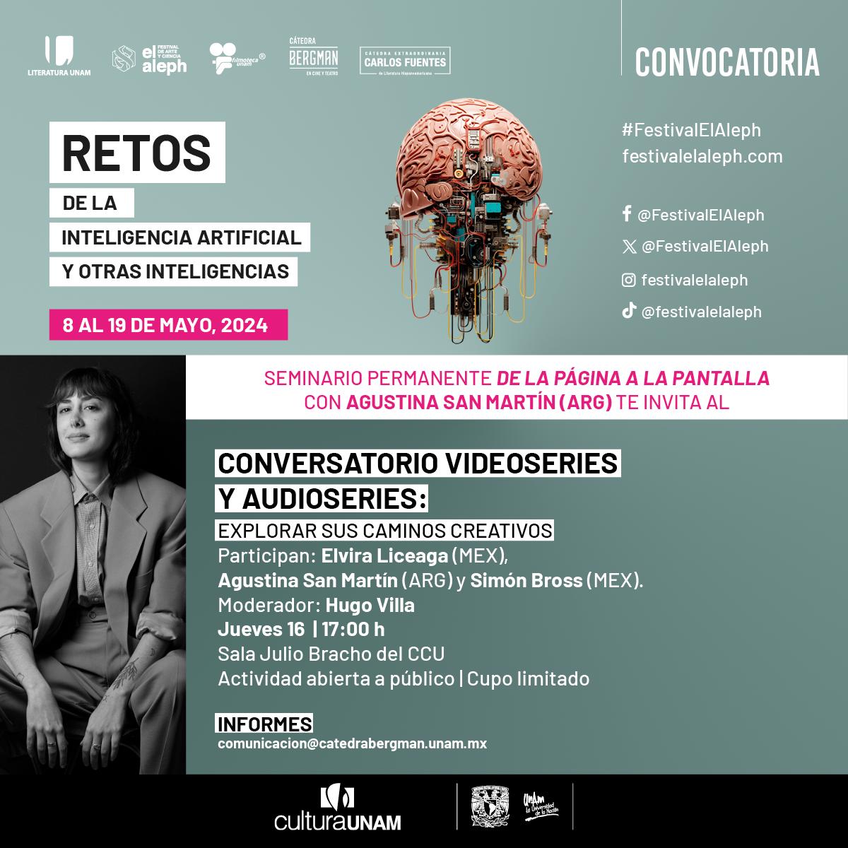 Van + actividades que te ofrecemos: hoy a las 5, por el YouTube de @LiteraturaUNAM, sesión de cierre de taller Textos de sobremesa, imparte @mlavinm; el jueves a las 5, conversatorio s/caminos creativos de video y audioseries @shubidubi @filmoteca @CatedraCFuentes @catedrabergman