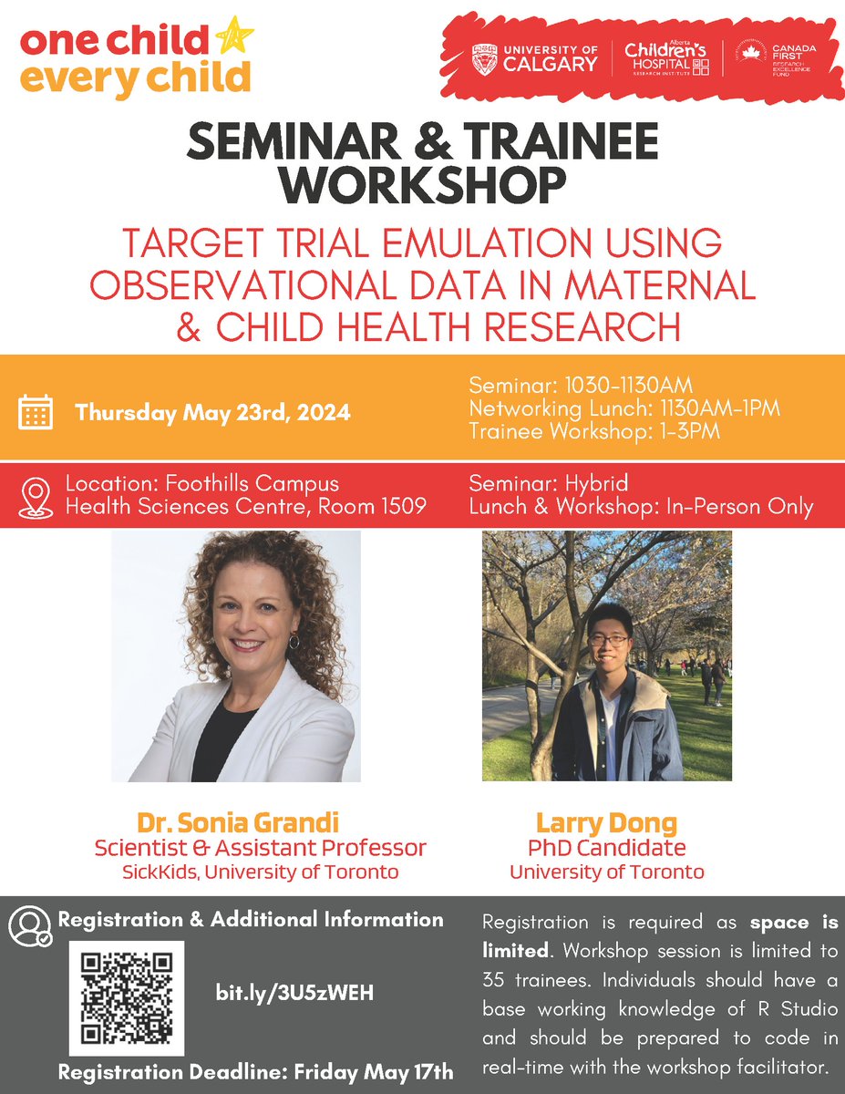 #OneChildEveryChild will be hosting a workshop on target trials emulation using observational data in maternal and child health research. Register here by May 17: bit.ly/3U5zWEH