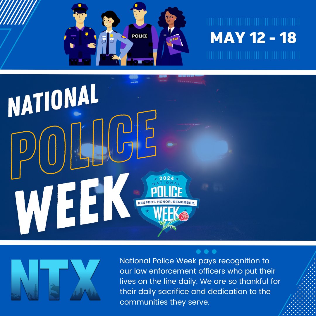 Join us as we celebrate National Police Week! Thank you to all of our law enforcement officers who put their lives on the line daily to protect our communities! @colehamer @LynetteMAguilar @dbustamante1210 @LillardDerick @Liz_Arch1 @CC034E @NTXEVENTSTEAM