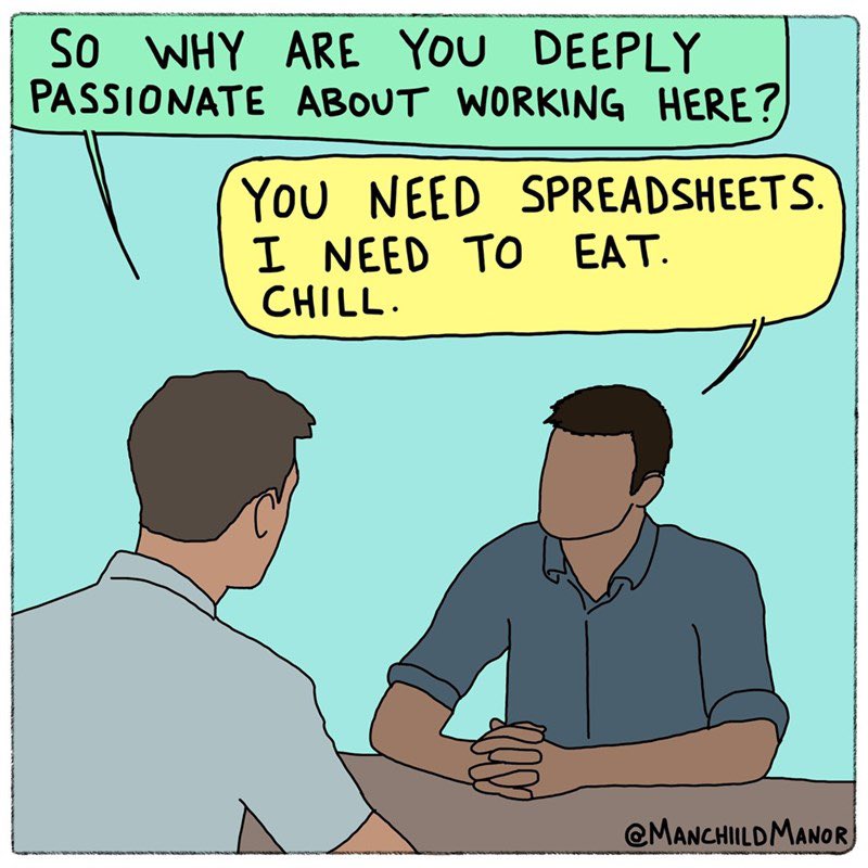 Adam_Karpiak's tweet photo. honest job interviews https://t.co/k5x7bPFHgd