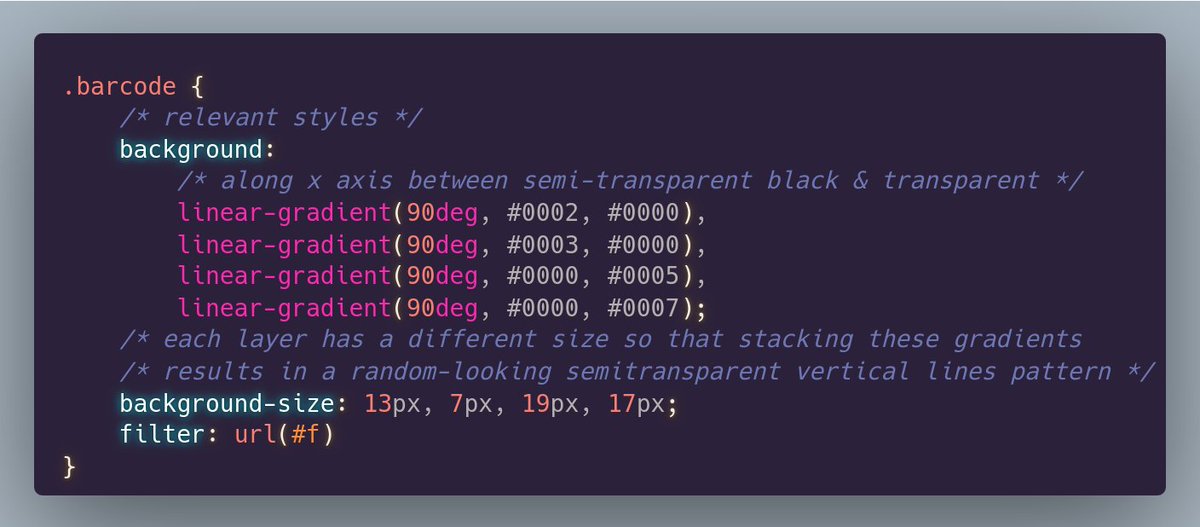 #tinySVGtip Create a barcode │ ║ ║ ║ with a CSS gradient pattern (a ...