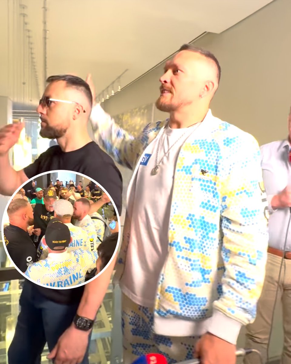 sportbible's tweet photo. 🚨 | Footage of Oleksandr Usyk's immediate reaction to John Fury headbutt as Sky Sports interview interrupted. https://t.co/0Q5r7rQos7