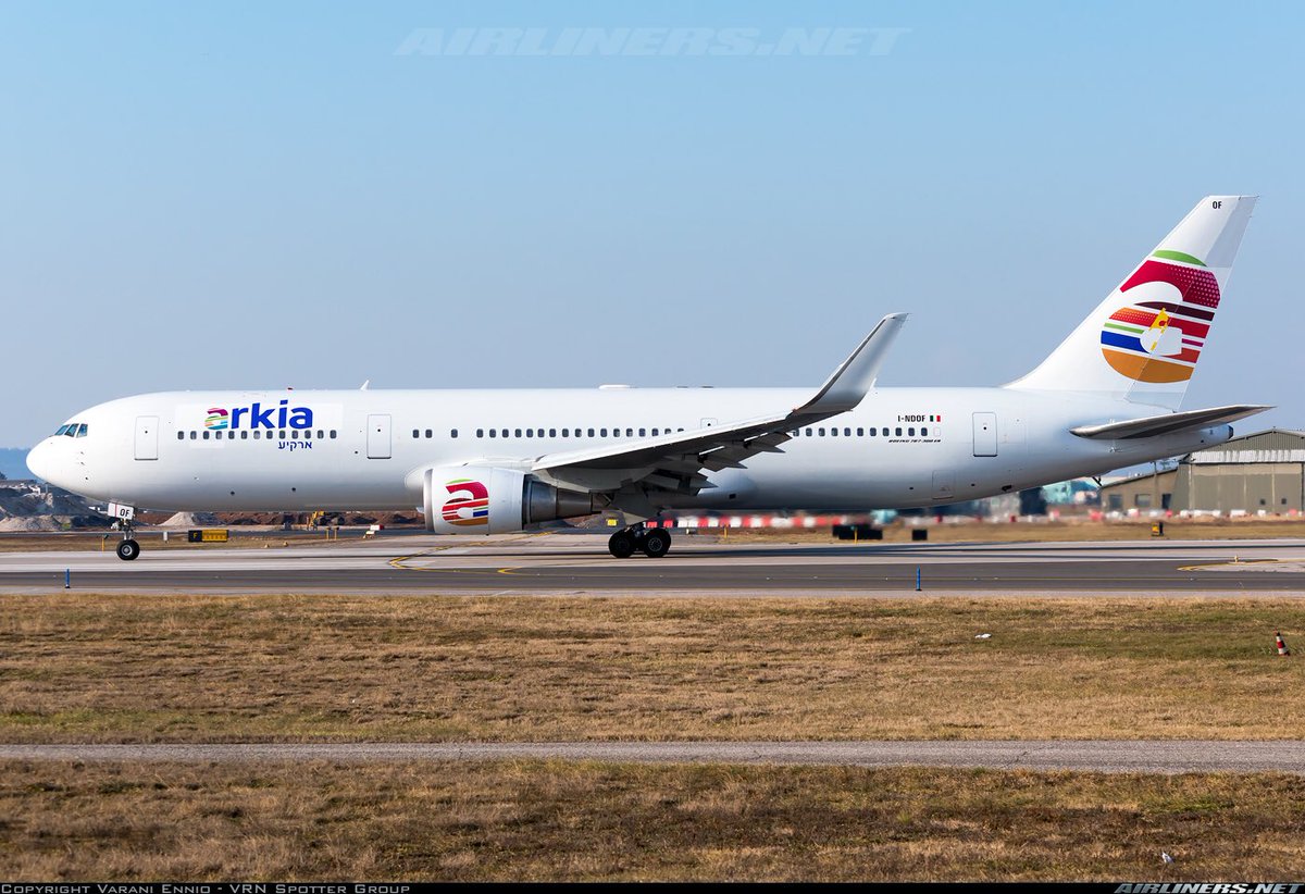 An Arkia Israeli Airlines B767-300 seen here in this photo at Verona Airport in January 2019 #avgeeks 📷- Varani Ennio