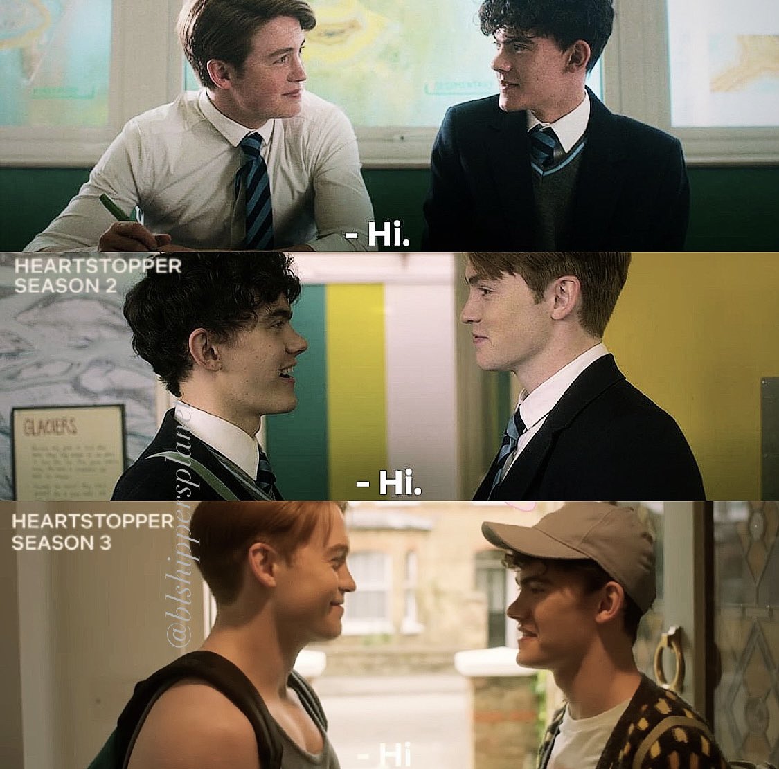 blshipperplanet's tweet photo. HEARTSTOPPING “HI” | S1-3 | 🍂🍂🍂
#Heartstopper returns on October 3 on Netflix.
WATCH THE SNIPPET HERE:
https://t.co/mnGXosZ9oL
#narlie #HeartStopper3 #NickCharlie #joelocke #kitconnor #KitJoe
#heartstopperseason3 #heartstoppernetflix #bl #blseries #boyslove #lgbt #lgbtqia https://t.co/qNaoK6IbSM