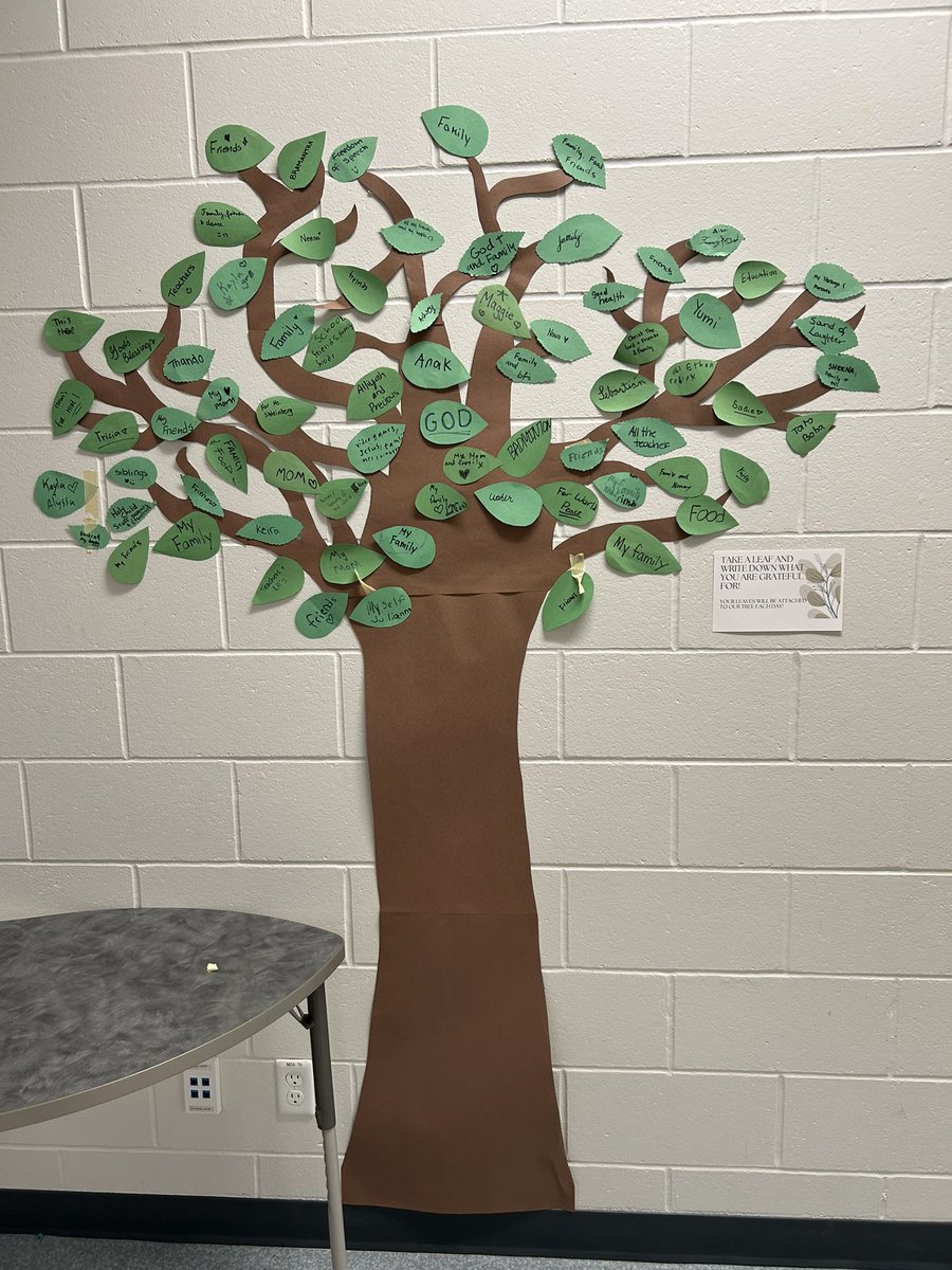 HChild_CCSD's tweet photo. Our Gratitude Tree is in full bloom. Lots of things to be thankful for. 💚🍃 https://t.co/dLoS5ZwF7y
